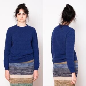 Ros Duke Indigo Blue Cozycore Old Money Loro Piana Cashmere Polka Dot Sweater